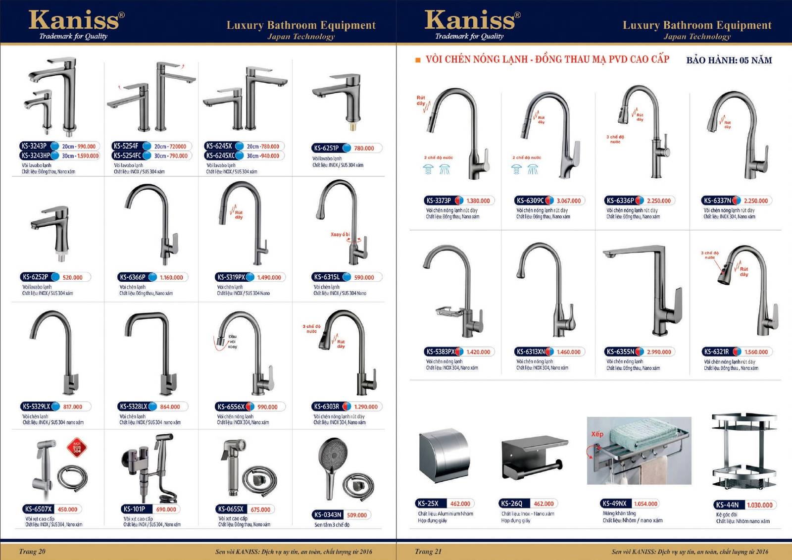 Bảng giá và Catalogue Thiết bị vệ sinh KANISS mới nhất 2025 /Page 11